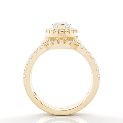 Brautschmuck Set mit Seitensteinen Verlobungsring und Diamant Ehering