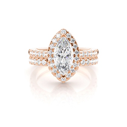 Bridal set with Sidestone Engagement Ring and Matching Diamond Wedding Band