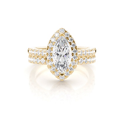 Bridal set with Sidestone Engagement Ring and Matching Diamond Wedding Band