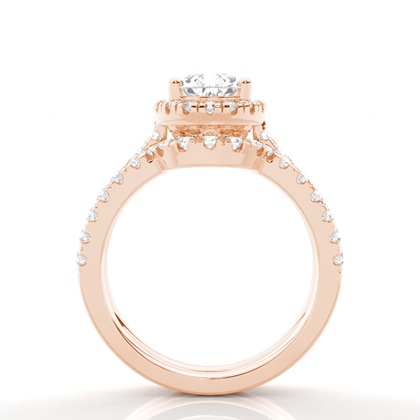 Brautschmuck Set mit Seitensteinen Verlobungsring und Diamant Ehering