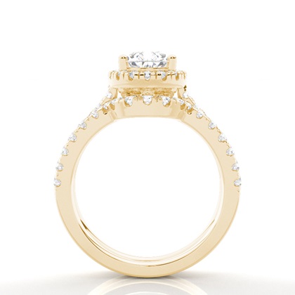 Brautschmuck Set mit Seitensteinen Verlobungsring und Diamant Ehering