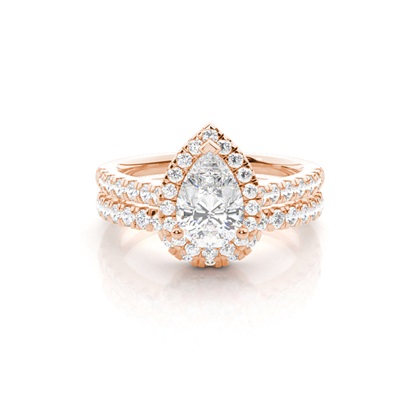 Bridal set with Sidestone Engagement Ring and Matching Diamond Wedding Band