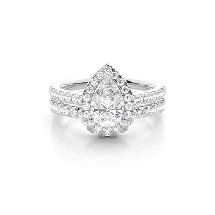 Bridal set with Sidestone Engagement Ring and Matching Diamond Wedding Band