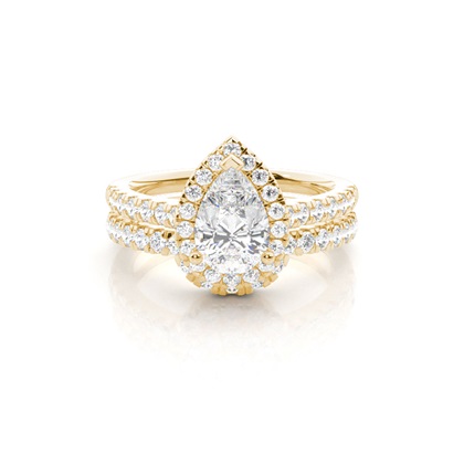 Bridal set with Sidestone Engagement Ring and Matching Diamond Wedding Band