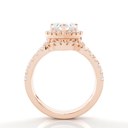 Brautschmuck Set mit Seitensteinen Verlobungsring und Diamant Ehering