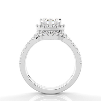 Brautschmuck Set mit Seitensteinen Verlobungsring und Diamant Ehering