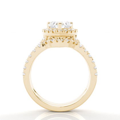 Brautschmuck Set mit Seitensteinen Verlobungsring und Diamant Ehering