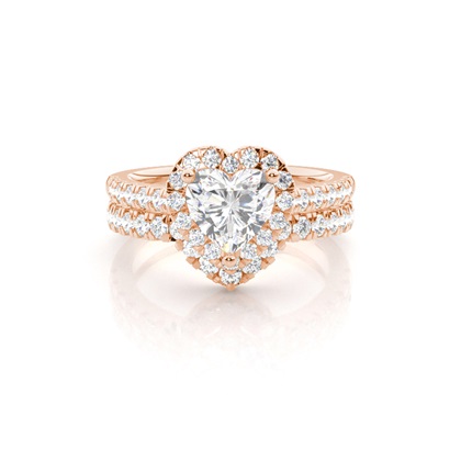 Bridal set with Sidestone Engagement Ring and Matching Diamond Wedding Band