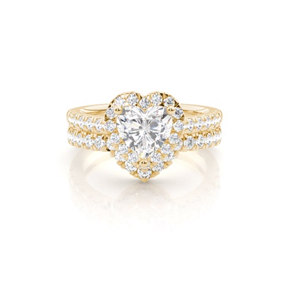 Bridal set with Sidestone Engagement Ring and Matching Diamond Wedding Band