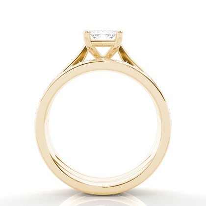 Brautschmuck Set mit Seitensteinen Verlobungsring und Diamant Ehering