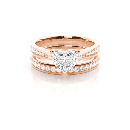 Bridal set with Side Stone Engagement Ring and Matching Diamond Wedding Band