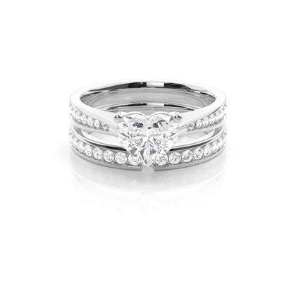 Bridal set with Side Stone Engagement Ring and Matching Diamond Wedding Band