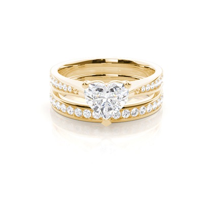 Bridal set with Side Stone Engagement Ring and Matching Diamond Wedding Band