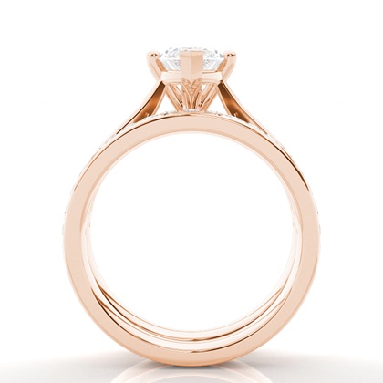 Brautschmuck Set mit Seitensteinen Verlobungsring und Diamant Ehering