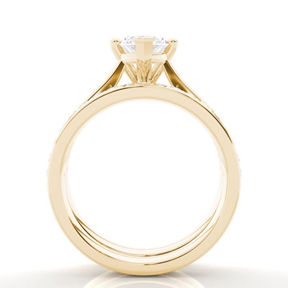 Brautschmuck Set mit Seitensteinen Verlobungsring und Diamant Ehering