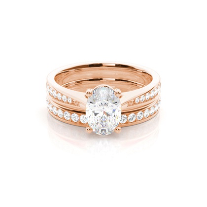 Bridal set with Side Stone Engagement Ring and Matching Diamond Wedding Band