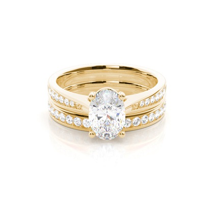 Bridal set with Side Stone Engagement Ring and Matching Diamond Wedding Band