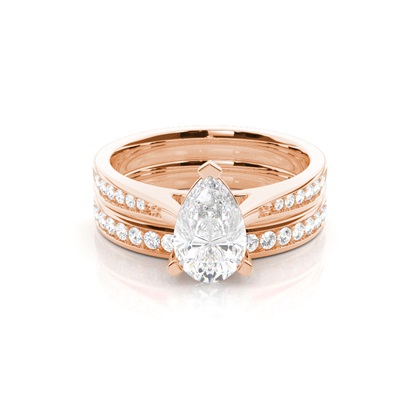 Bridal set with Side Stone Engagement Ring and Matching Diamond Wedding Band