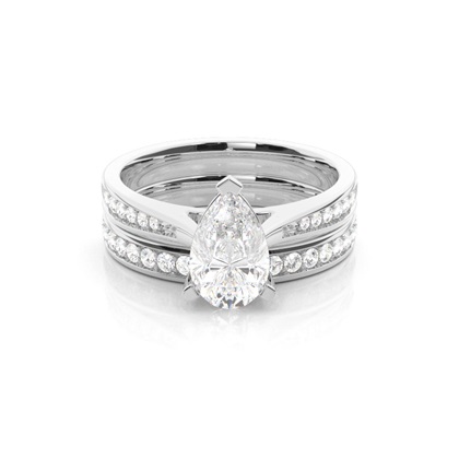 Bridal set with Side Stone Engagement Ring and Matching Diamond Wedding Band