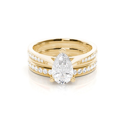 Bridal set with Side Stone Engagement Ring and Matching Diamond Wedding Band
