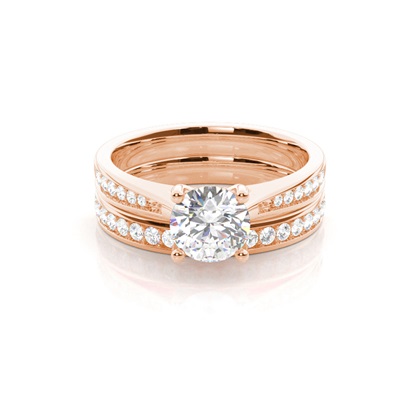 Bridal set with Side Stone Engagement Ring and Matching Diamond Wedding Band