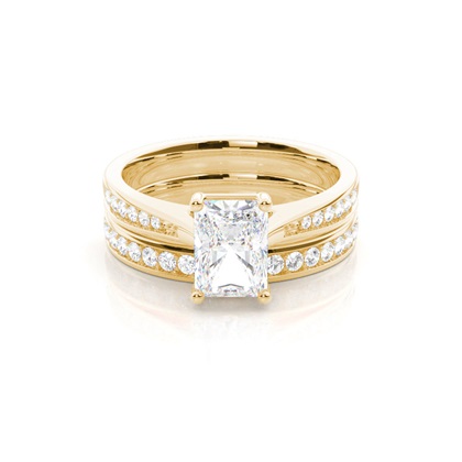 Bridal set with Side Stone Engagement Ring and Matching Diamond Wedding Band