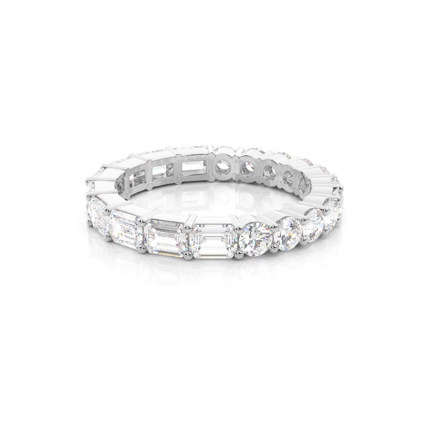 Round & Emerald Full Eternity Diamond Ring