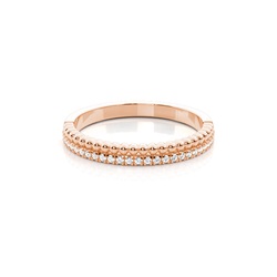 Runder Diamantring mit Metallperlen und doppelter Schiene
