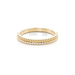 Round diamond and metal beads dual shank ring