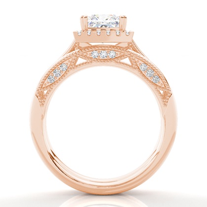 Vintage Halo Brautschmuck Set mit schlichten Ring