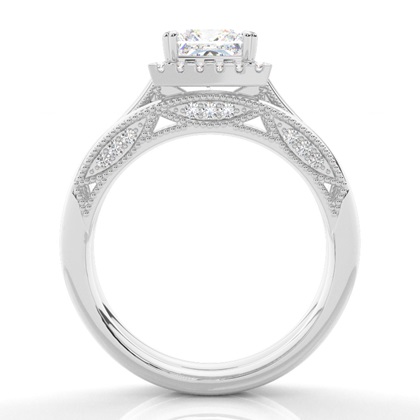 Vintage Halo Brautschmuck Set mit schlichten Ring