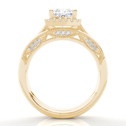 Vintage Halo Brautschmuck Set mit schlichten Ring