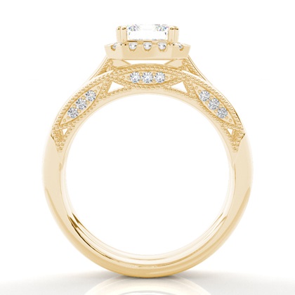 Vintage Halo Brautschmuck Set mit schlichten Ring