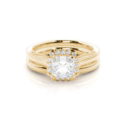 Vintage Halo Bridal Set with Plain Shank