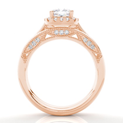 Vintage Halo Brautschmuck Set mit schlichten Ring