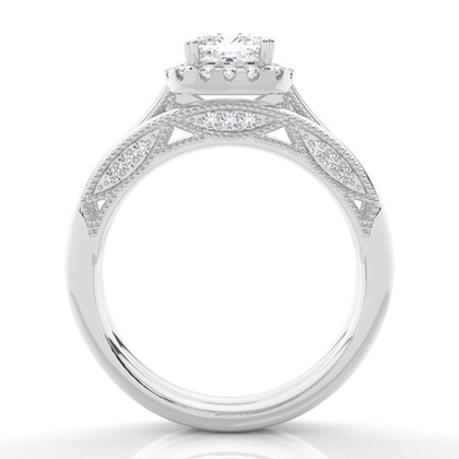 Vintage Halo Brautschmuck Set mit schlichten Ring