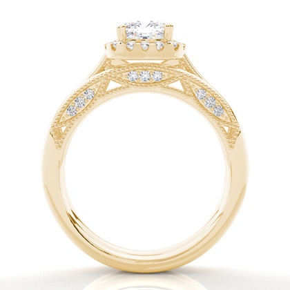 Vintage Halo Brautschmuck Set mit schlichten Ring