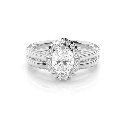 Vintage Halo Bridal Set with Plain Shank