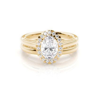 Vintage Halo Bridal Set with Plain Shank