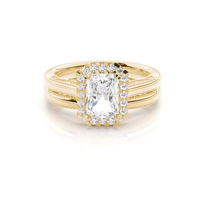 Vintage Halo Bridal Set with Plain Shank