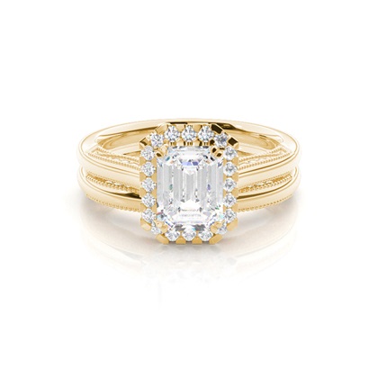 Vintage Halo Bridal Set with Plain Shank