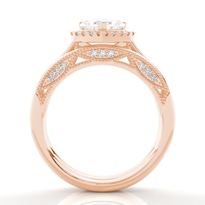 Vintage Halo Brautschmuck Set mit schlichten Ring