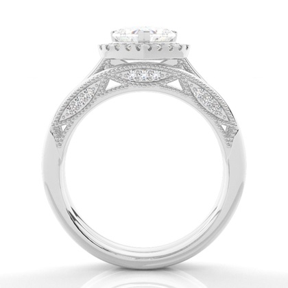 Vintage Halo Brautschmuck Set mit schlichten Ring