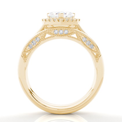 Vintage Halo Brautschmuck Set mit schlichten Ring