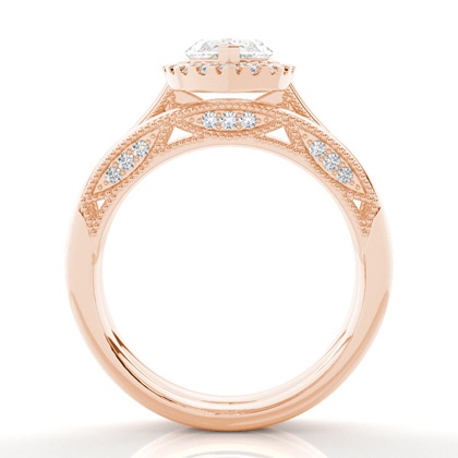 Vintage Halo Brautschmuck Set mit schlichten Ring