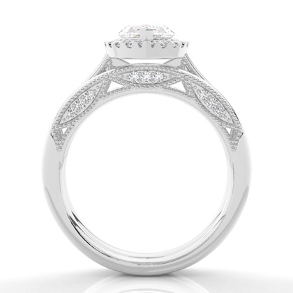 Vintage Halo Brautschmuck Set mit schlichten Ring