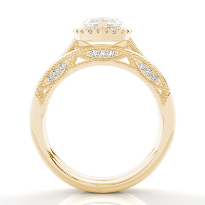 Vintage Halo Brautschmuck Set mit schlichten Ring