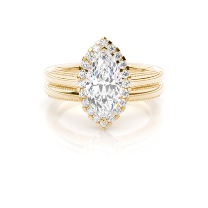 Vintage Halo Bridal Set with Plain Shank