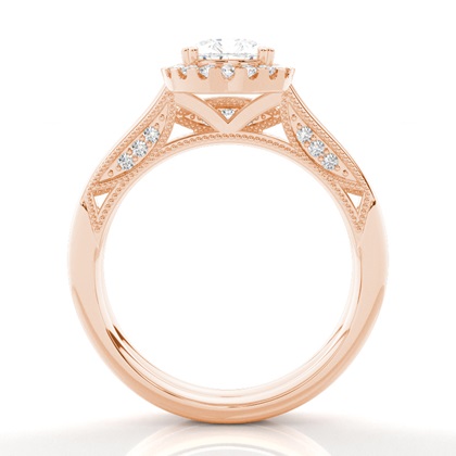 Vintage Halo Brautschmuck Set mit schlichten Ring