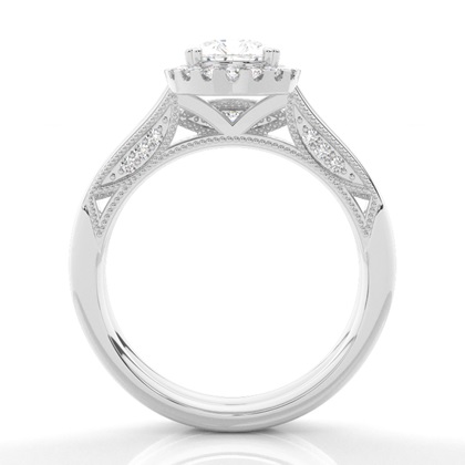 Vintage Halo Brautschmuck Set mit schlichten Ring